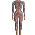 Sexy See Through Glitter Rhinestone Jumpsuit Big Size Fashion Lady Mesh Bodysuit Sequin Bodycon Romper Women One Piece Jumpsuits