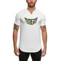 Compression V-neck Short Sleeve T Shirt Mens Summer Tight Gym Clothing Fitness Bodybuilding Sports Shirt Muscle Workout T-shirt