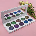 Private Label Holographic Pigment Eye Shadow Palette Shimmer Luminous Radiant Satin Waterproof Deep Skin Tones Dry Powder Eye