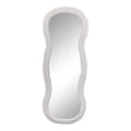 Custom Hot Sale MDF Flannel Frame Full Length Wavy Mirror Contemporary Design Floor Standing for Living Room Bedroom