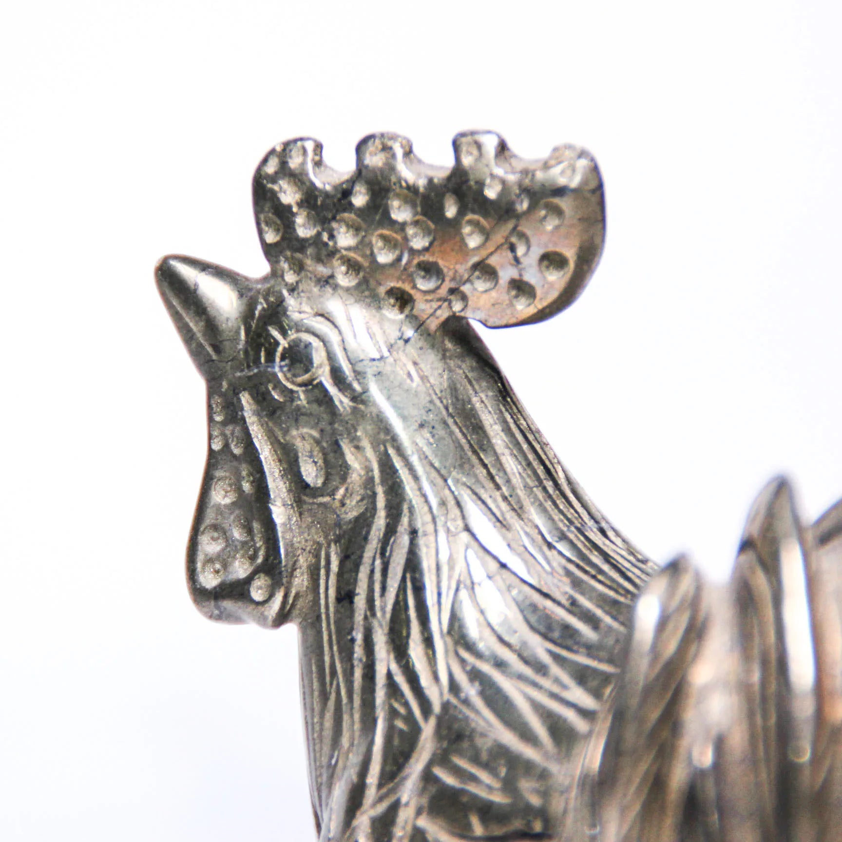 Huiying Home Animal Decoration Life 53*95mm Size Gemstone Pyrite Stone Cock Statue for Sale Precious Stone Crafts