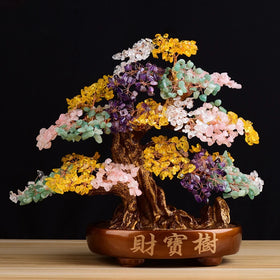 Fengshui Home Decoration Gifts Multi-Color Natural Rose Quartz Money Tree Polished Crystal Technique