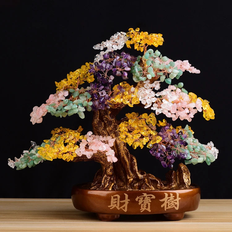 Fengshui Home Decoration Gifts Multi-Color Natural Rose Quartz Money Tree Polished Crystal Technique