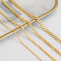 Brass 18k Gold Plated Europe and America Hip-hop Gold Chains Jewelry Making Various Sizes Link Flat Chains for Men