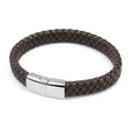 Personalized Stainless Steel Magnetic Braided Cuff Genuine Leather Bracelet Engraving Name/Symbol Customized Bangle Wristband