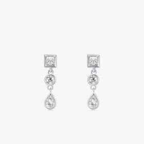 Ailmay Genuine 925 Sterling Silver Geometric Combination Clear Zircon Stud Earrings for Women Girls Party Accessories Jewelry
