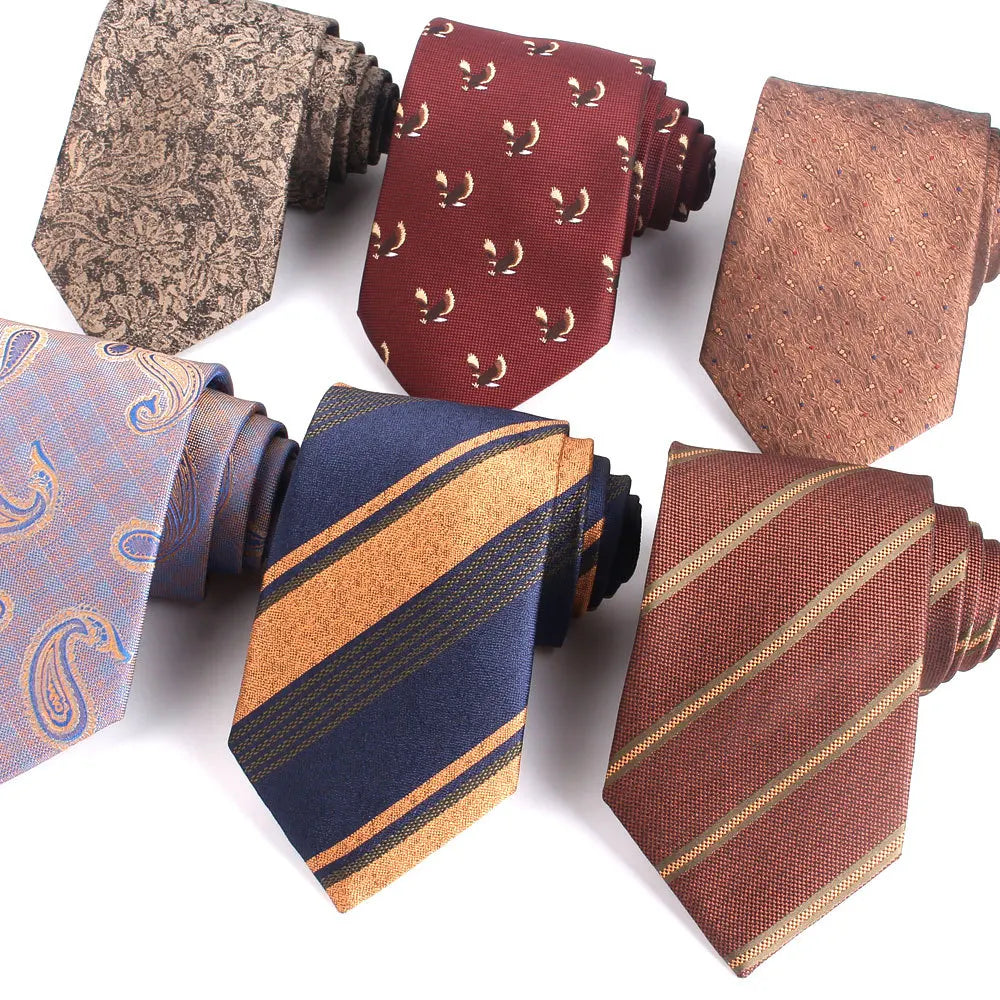 Luxury Design Custom Neck Ties for Men Silk Ties Orange Striped Paisley Neckties Wedding Business Suit Mens Tie Accessories