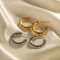 Trendy Fashion Statement Hoop Earrings 18k Gold Stainless Steel CC Shaped Huggie Earrings Jewelry for Women