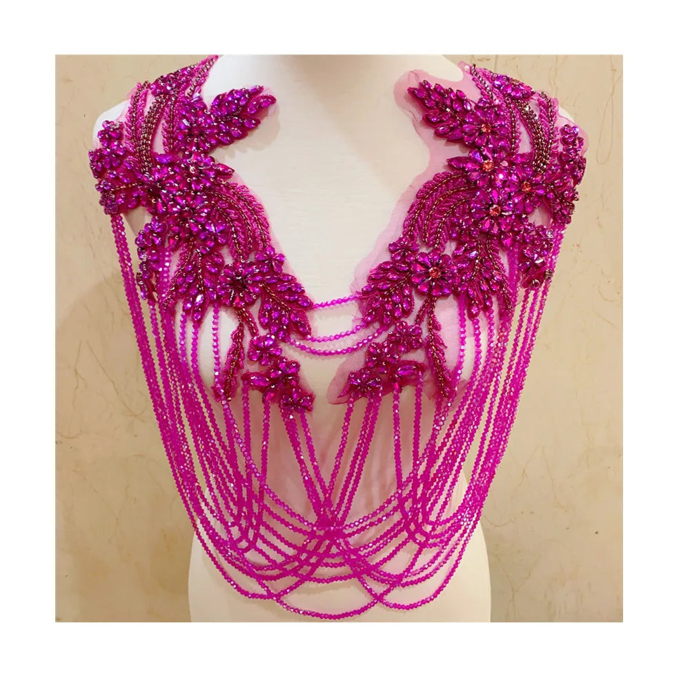 More Colors New Handmade Rhinestone Applique Patch Sew on  for Wedding Bridal  Evening Wear  Patches