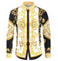 Wholesale Men's Long Sleeve Shirt British Style Youth Fashion Casual 3D Digital Print Slim Lapel Shirt
