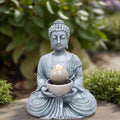 Wholesale Custom Zen Relaxation Outdoor Freestanding Water Fountain Resin Sitting Buddha Statue Water Fountain With Led Lights
