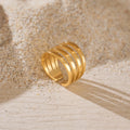 2024 Dazan New HOT INS 18k PVD Gold Plated Stainless Steel Vintage Four Layer Super Shine Lip Ring Model Fashion Show Jewelry