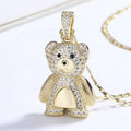 Cute and Funny White AAA Cubic Zircon Teddy Bear Pendant Fine Fashion Jewelry Necklace for Women