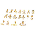 Cubic Zirconia Hypoallergenic Stud Earrings Star Moon Shape Screw Back Stud Tiny Body Piercing Earrings
