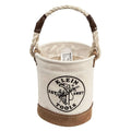Heavy Duty Natural Canvas Tool Bucket with Leather-Reinforced Bottom and Rope Handle Animal Print Pattern-Cannaburst Bags Bag