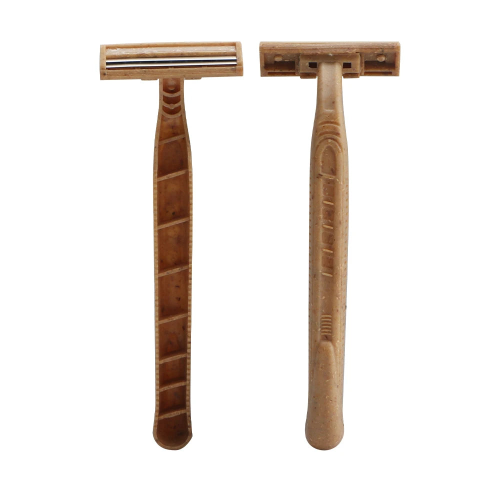 Eco-friendly Twin Blade Disposable Razor Biodegradable Bamboo Fiber