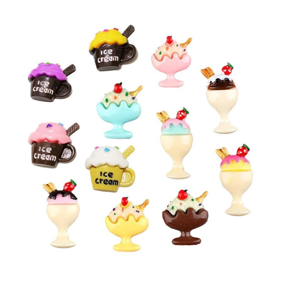 Lovely apple Strawberry Ice Cream Design Flat Back Resin Charms Diy Keychain Keyring Accessories