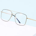XH91217 1pc Metal Dual-Bridge Squared Frame Blue Light Blocking Vivid Color Decoration Unisex Eyeglasses Optical Frame
