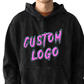 Oem 400Gsm Cut and Sew Graphic Men'S Vintage Dtg Print Streetwear No String Custom Oversized Heavyweight Acid Wash Hoodies