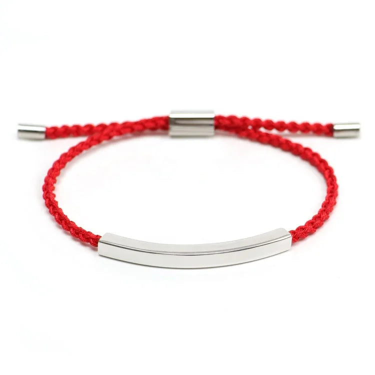 Custom Logo Promotional Adjustable Rope Bracelet Stainless Steel Advertising Engraving Personalized Jewelry Gift Bracelet