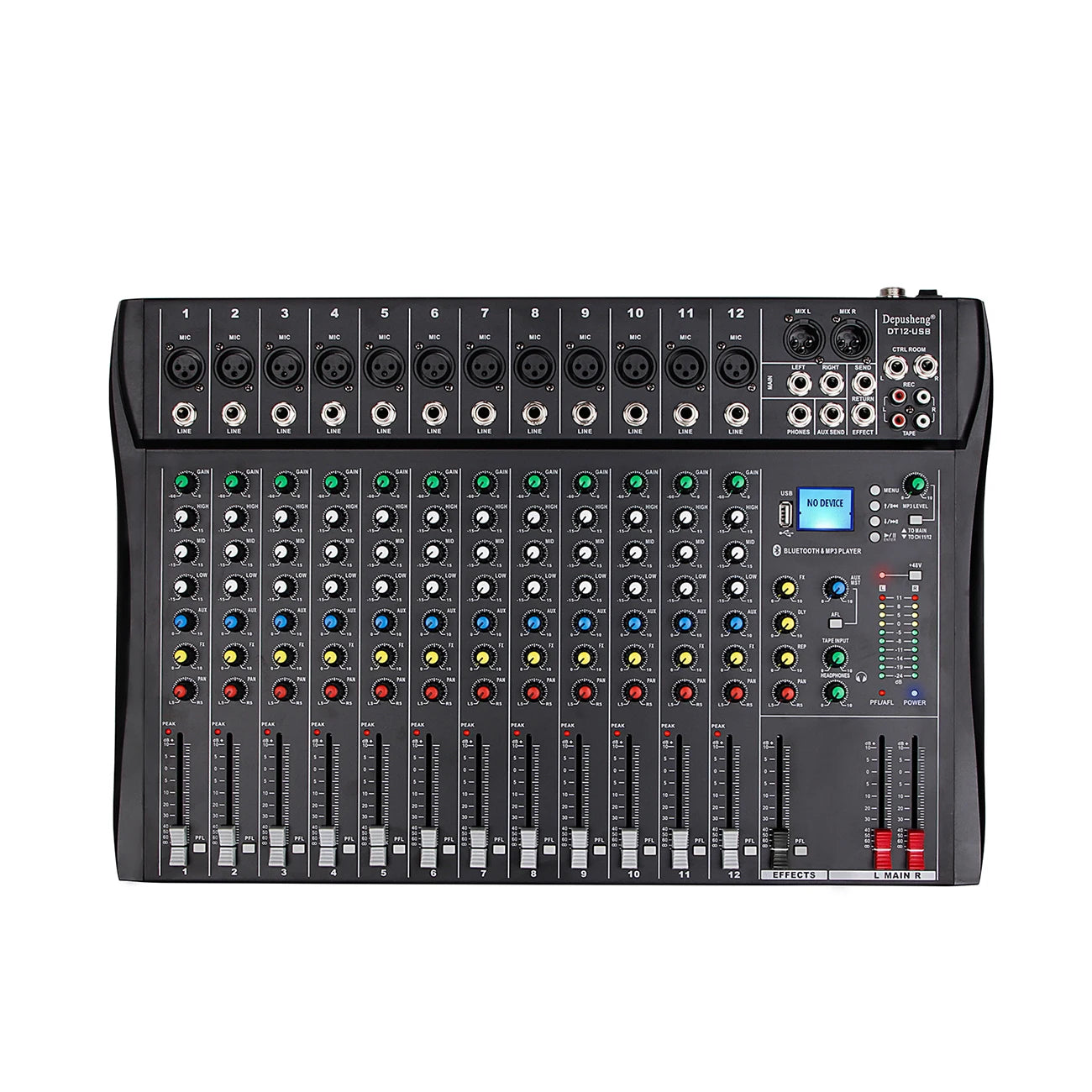 Depusheng DT12 Professional DJ Mixing  Console with MP3 Input 48V Phantom Power 12 Channel Audio Mixer Free Shipping to the USA