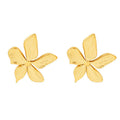 Waterproof 18k Gold Plated Stainless Steel Jewelry Gold Embossed Petal Flower Stud Earrings for Girls
