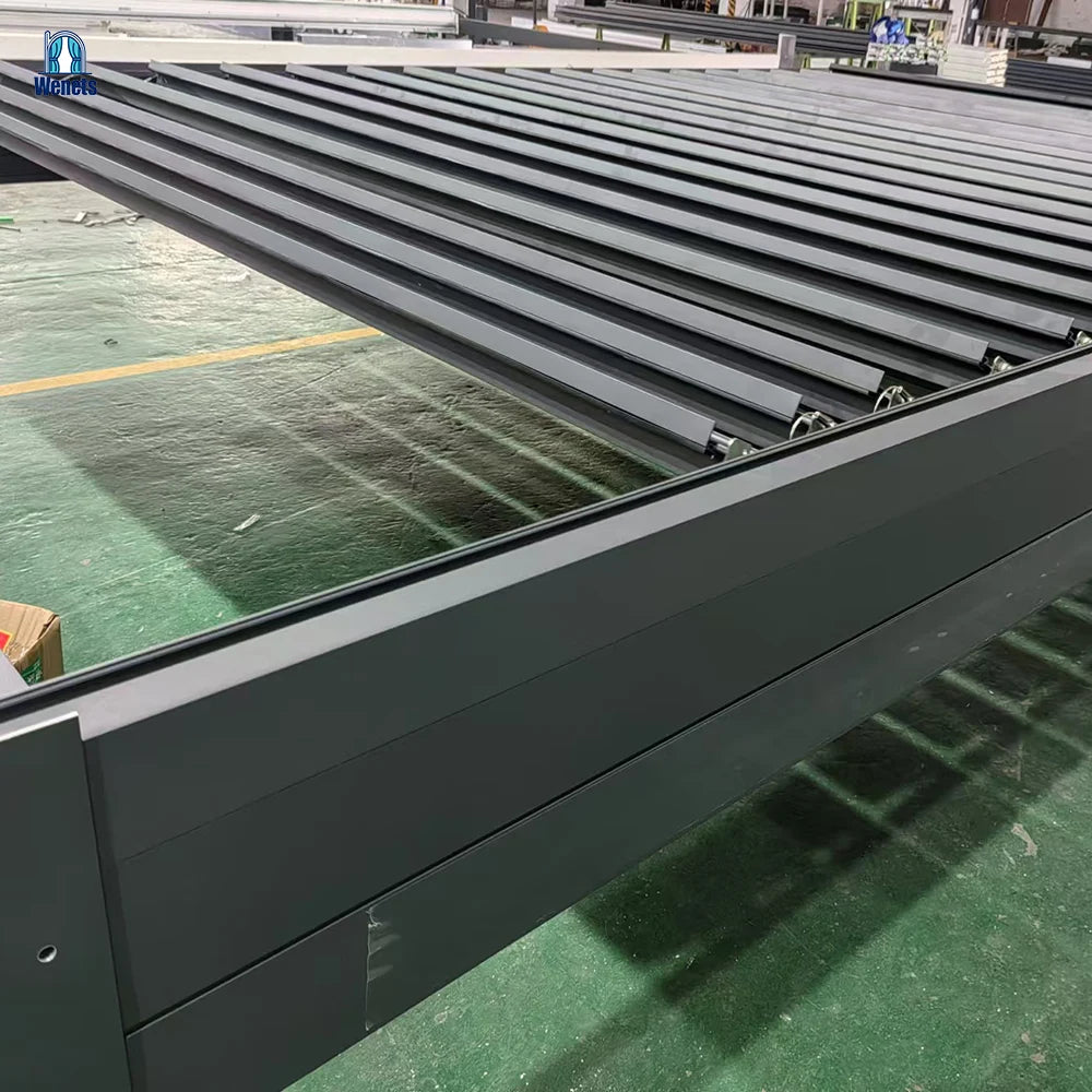 Customized Size Electric Aluminum Pergola Fully Retractable Louvre Roof Pergola With Zip Screen