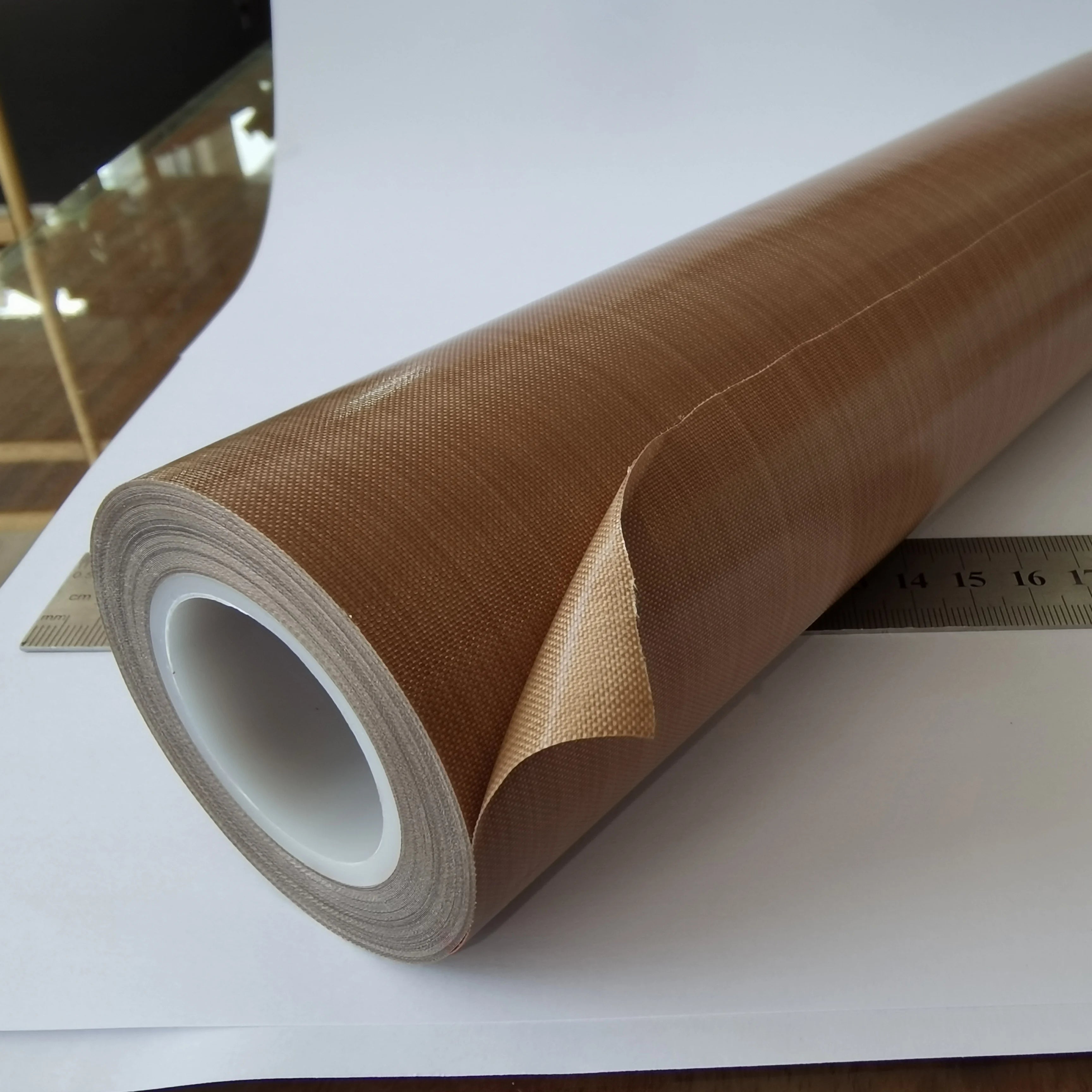 High Temperature Resistance PTFE Film PTFE Cloth Tape High Temperature Brown Color PTFE Fiberglass Cloth Adhesive Tape