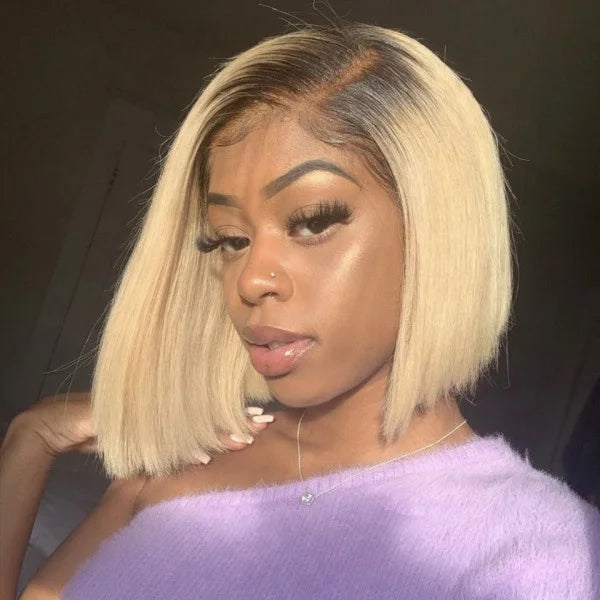 Glueless Full HD Lace Bob Wigs Human Hair Straight Lace Front Wig for Black Women 4x4 Lace Closure Pixie Cut Human Hair Wigs