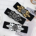 Rose Rhinestone Elastic Belt Ladies Dress Jacket Decorated  Belt Wide  Waist Seal