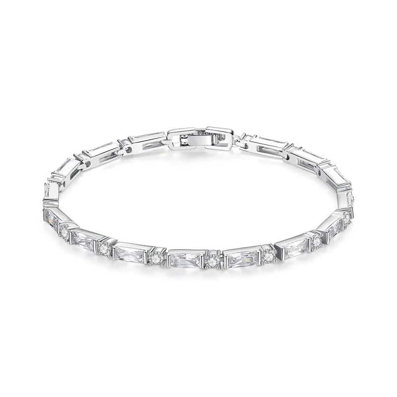 LUOTEEM Trendy Rectangle a AA Cubic Zircon Lucky Bracelet of Lock Catch for Cute Girl Design