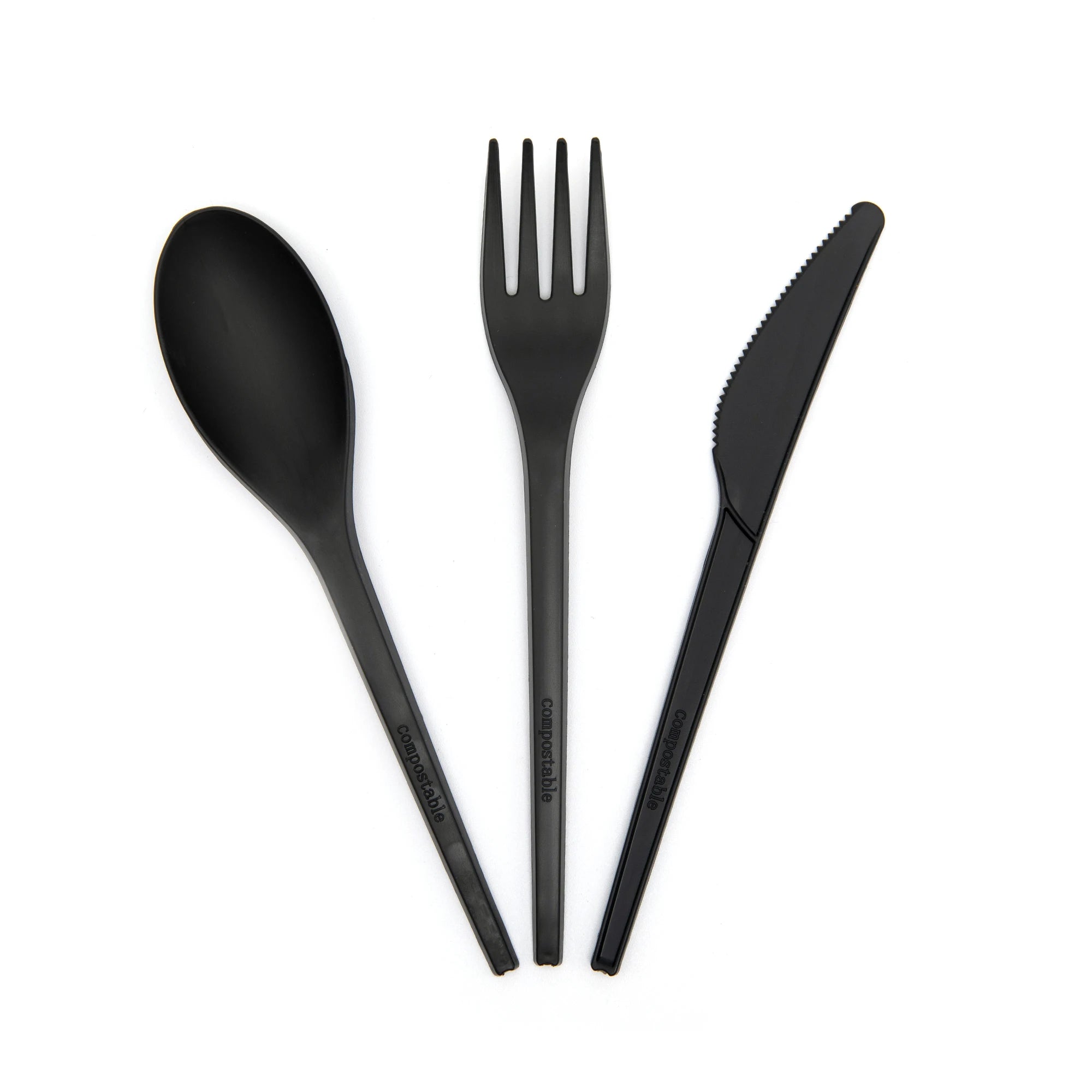 CPLA 6.5" Compostable Disposable 100% Biodegradable Food Grade BPI Certified Party Knife Fork Spoon Cutlery Set