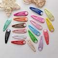 200PCS 5CM  Enamel Colorful Drop Hair Clips With Pads Plain Metal Snap Hairpins Barrettes for Handmade Kids Hair Accessories
