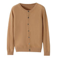 S-2XL New Round Neck Knitting Cardigan Women's Loose Solid Color Coat in Autumn With Long Sleeve Top