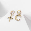 Wholesale 925 Silver Earrings Women 925 Sterling Silver Moon and Star Drop Hoop Earrings Gold Plated Drop Earrings Jewelry