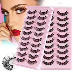 10 Pairs One Tray Natural Eyelash Wholesale 5d Eyelash Russian Strip Eyelashes D Curl Comfortable False Eyelashes
