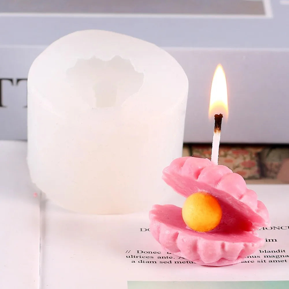 DIY Scented Candle Liquid Silicone Mold Pearl Shell Shape Desktop Table Decoration Plaster Drop Glue Mold