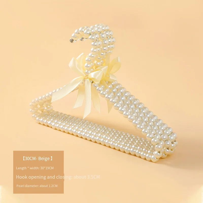 Imitation Pearl Beaded Bowknot Dress Coat Hanger Kids Wardrobe Closet Storage Rack Space Saving Dry Clothing Organizer