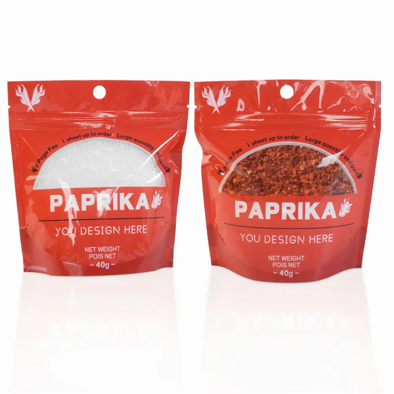 LT Eco Friendly Ziplock Red Stand up Pouches Window 250g Aluminium Foil Plastic Stand up Pouch Packaging with Zipper