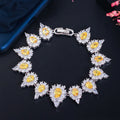 Delicate Silver Plated Shine Water Drop Yellow Cubic Zirconia CZ Luxury Wedding Tennis Bracelet for Women Engagement Bangle