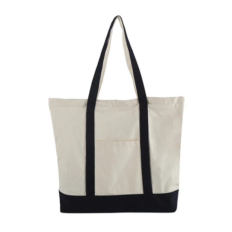 Recycle Organic Cotton  Canvas Boutique Canvas Tote Bag Shopping Gift Bags Women Shoulder Travel Handbag