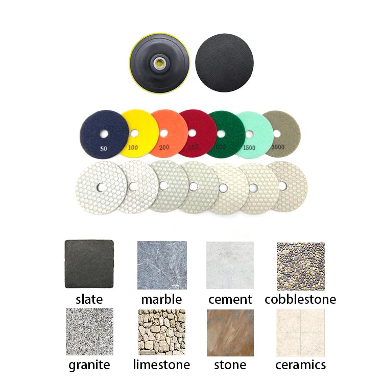DEYI 3 Inch 7-Step Resin Flexible Dry Diamond Polishing Pad Customized OEM Granite Marble Polish Buffing Pads