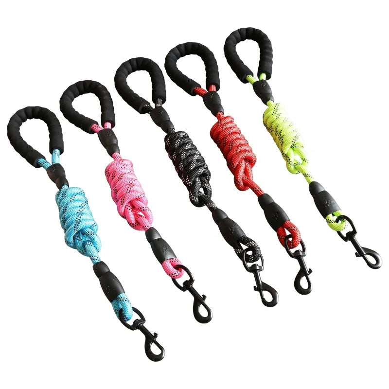 Free Custom Logo Strong Heavy Duty Braided Rope Reflective Slip Lead Hands Free Dog Leash for Out Door