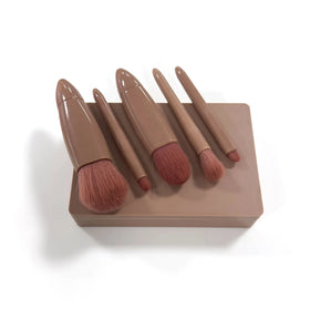 Professional 5-Piece Makeup Brush Set with Travel Mirror Portable Smudge-Free Gift Private Label for Face Use