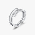 Sparkling Clear CZ Rings Party Fine Jewelry Girlfriend Gift 925 Sterling Silver Geometric Snake Line Ring for Women