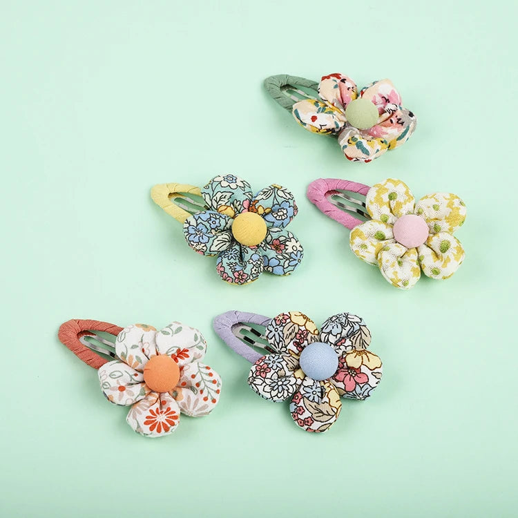 Handmade Customized Material Elegant Woman Large Flower Metal Snap Kids Hair Clips