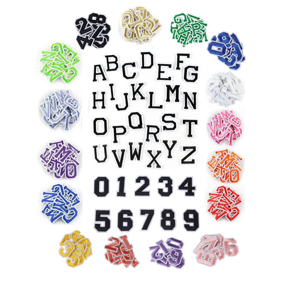 Hot Sale Bulk Stock Popular Plain Color 5cm 2" Inch A-Z Alphabet 0-9 Number Design Iron on Embroidery Letter Patches for Clothes