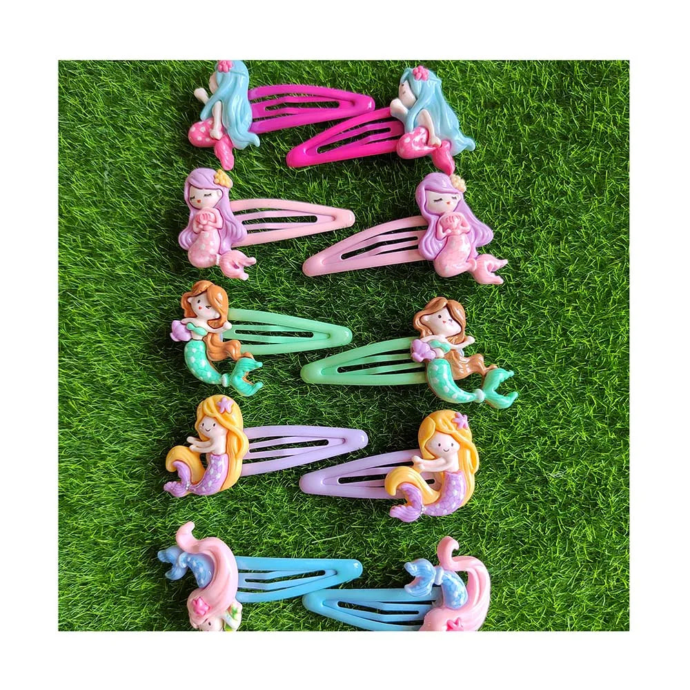 Customization Mermaid Hair Clips for BB Princess Girl 100pcs/lot Resin Hair Accessories Hair Pin Cartoon Barrettes