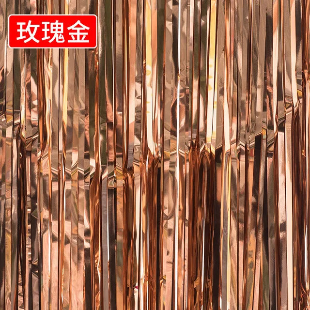 Rain Backdrop Tinsel Metallic Fringe Foil Curtain for Party Decorations During Christmas Ramadan Diwali Thanksgiving