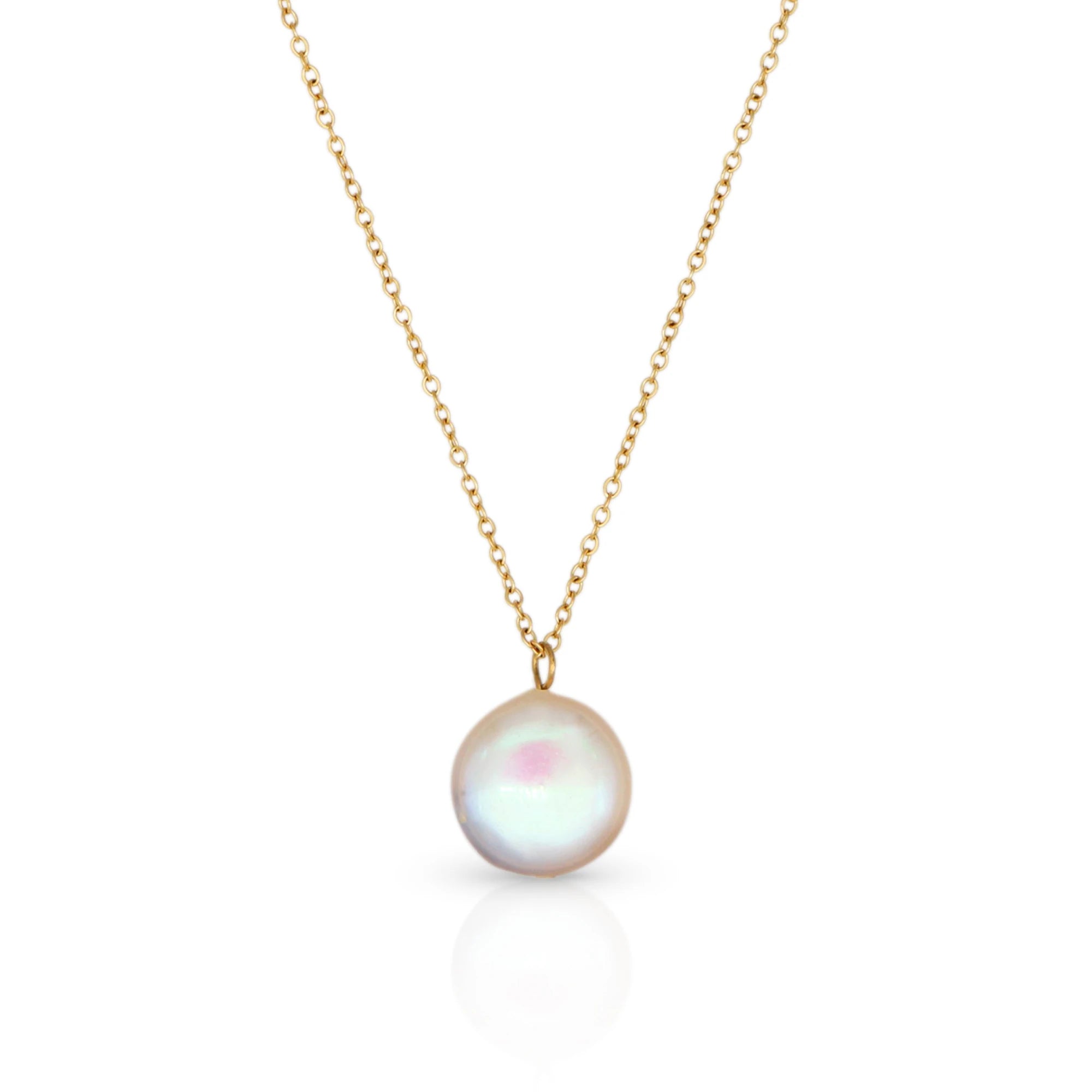 Chris April in Stock 316L Stainless Steel PVD Gold Plated Water Resistant Natural Button Baroque Freshwater Pearl Necklace